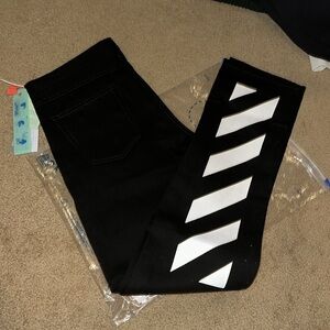 Off-White Black Jeans with White Stripes